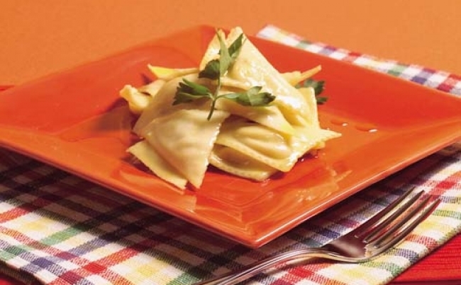 Pansotti relleno de espinaca y acelga